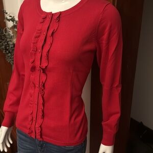 NWT northern reflections size small Red Ruffled Button-Up Cardigan